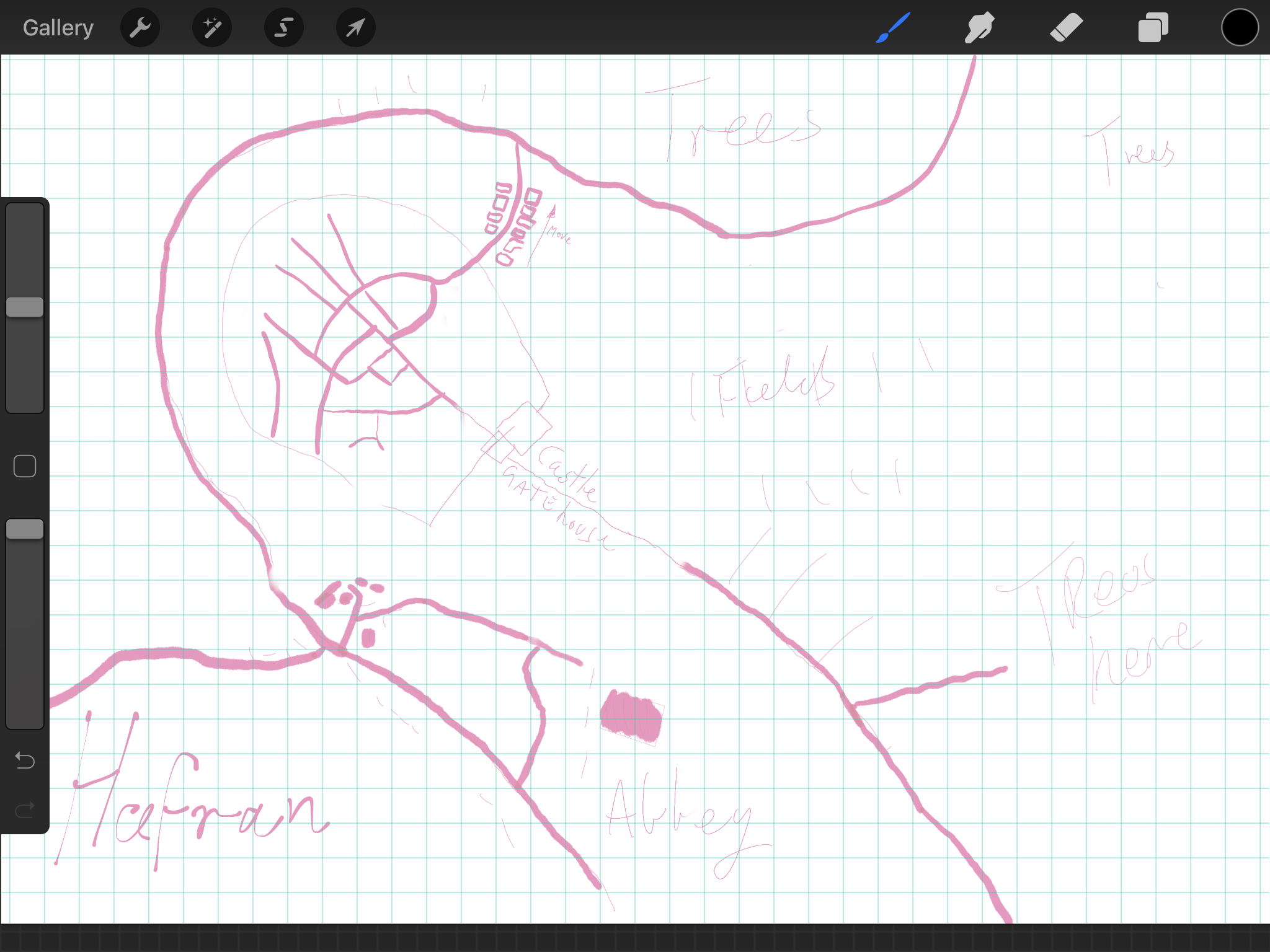 Rough layout sketched in Procreate