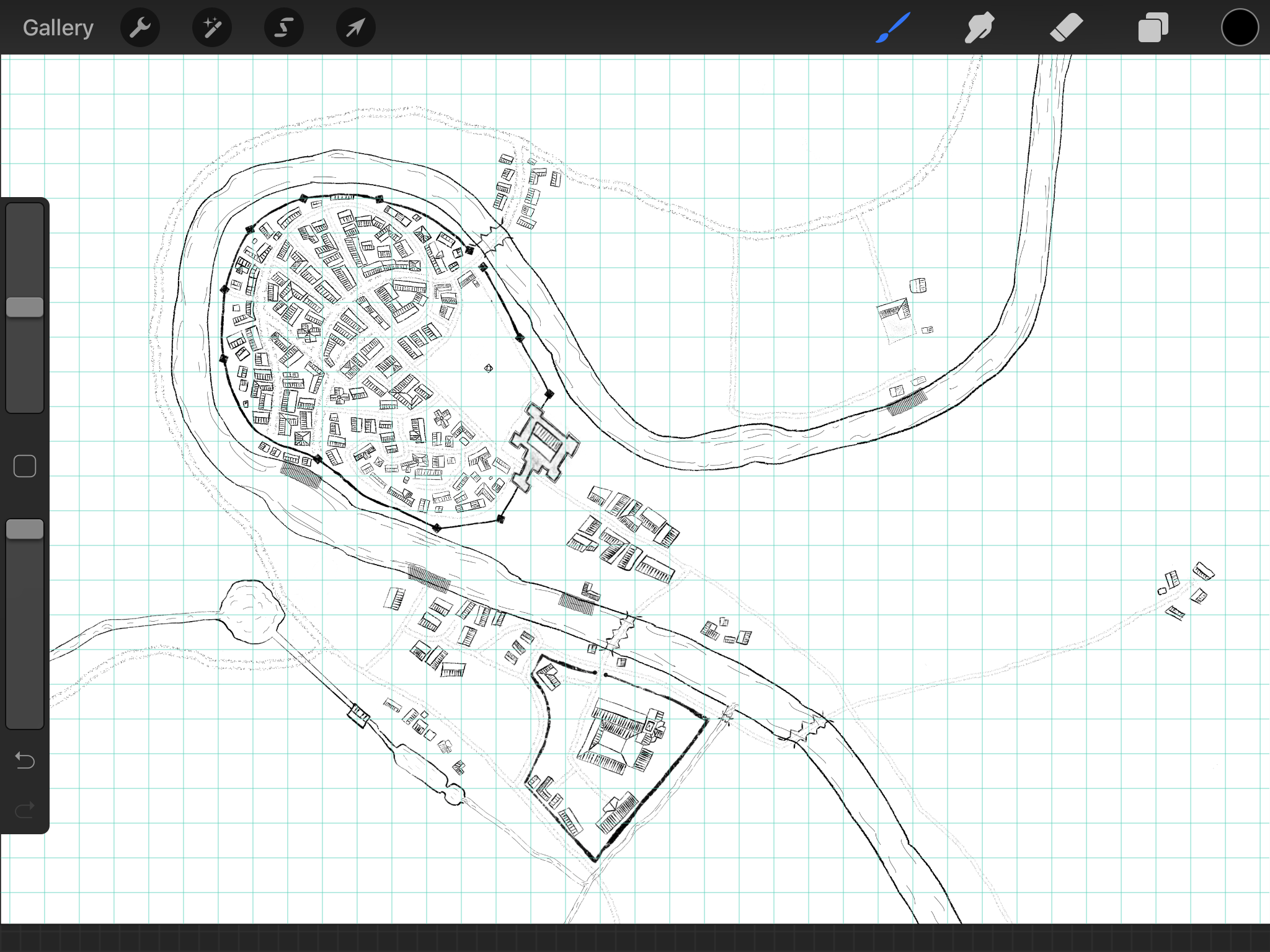 Buildings, roads, bridges and jetties